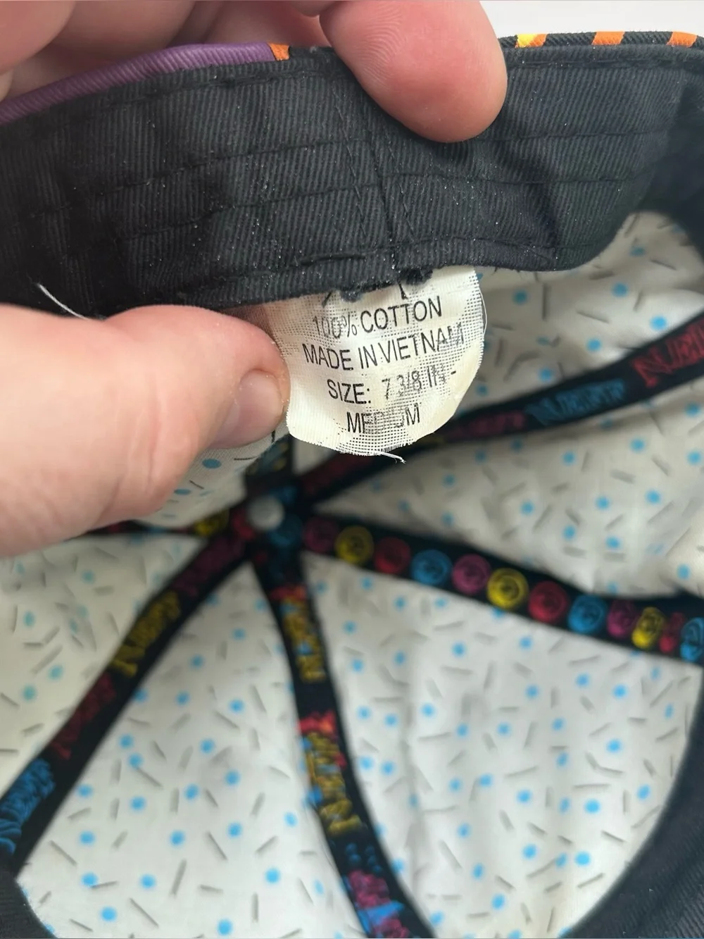 Vintage Neff Hat Retro 80s Patchwork Abstract Multicolor Cotton Sz Medium 7 3/8
